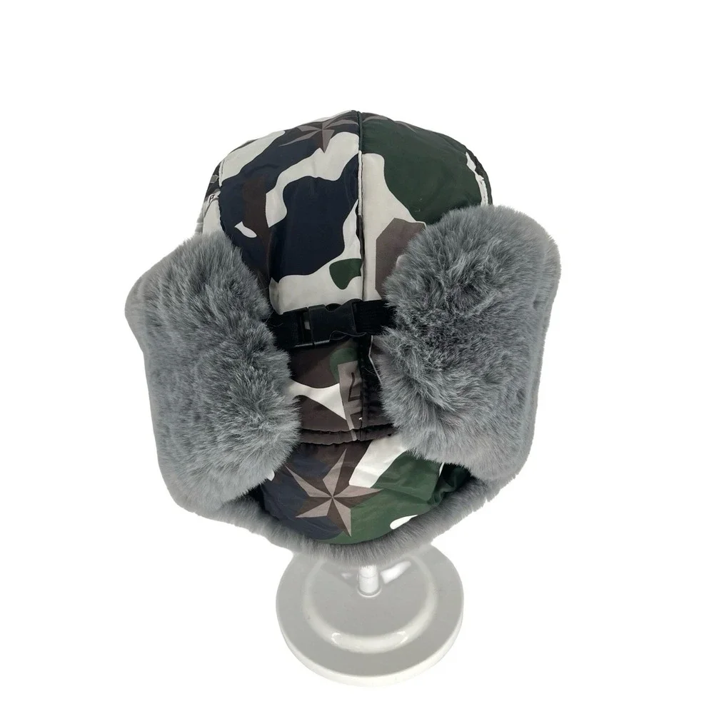 Camouflage Trapper Hat Faux Fur Ear Flaps Winter Aviator Hunting Unisex
